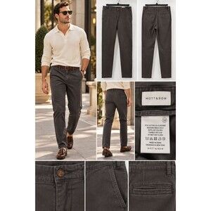 Mott & Bow Men's Chino Pants 33x32 Charcoal Gray Stretch Cotton Mott & Bow Men's